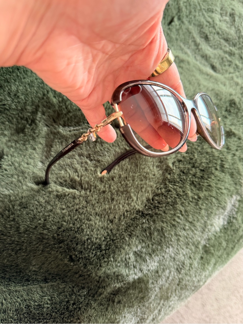 Tiffany & Co. Brown Gradient Women’s Sunglasses with Gold Accents - Picture 5 of 7